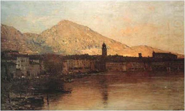 Bartolomeo Bezzi Sole cadente sul lago di Garda china oil painting image